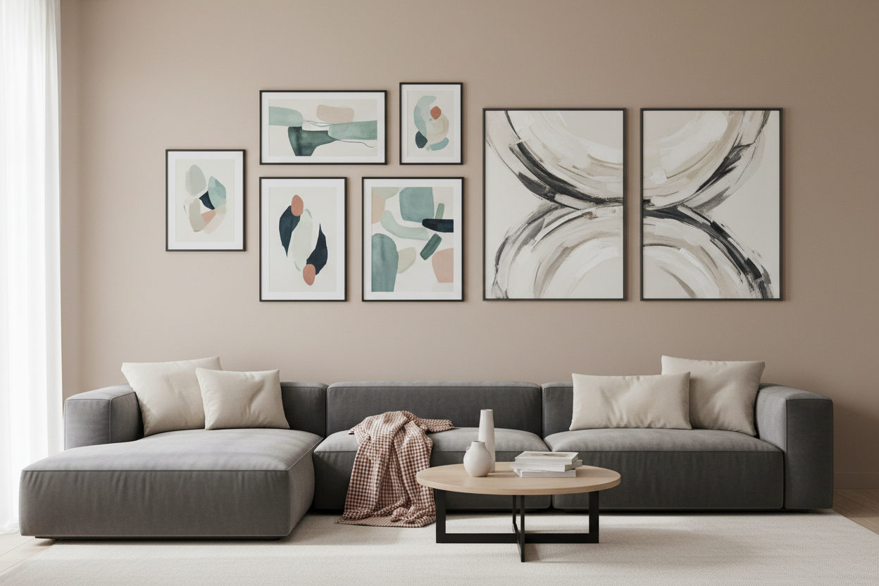 Modern wall art decor for stylish living room interior