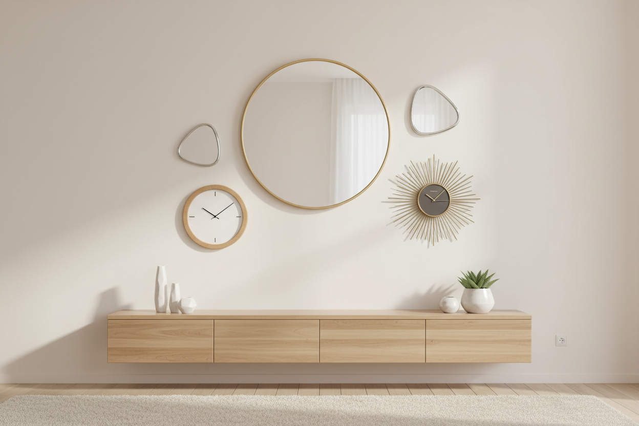 Decorative mirrors and wall clocks for home decor