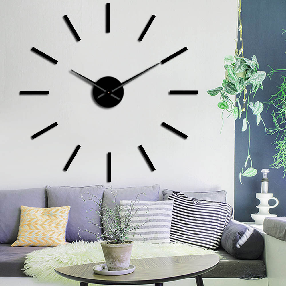 Modern DIY Mirror Wall Clock – Large Round Decorative Living Room Clock (47 Inch)