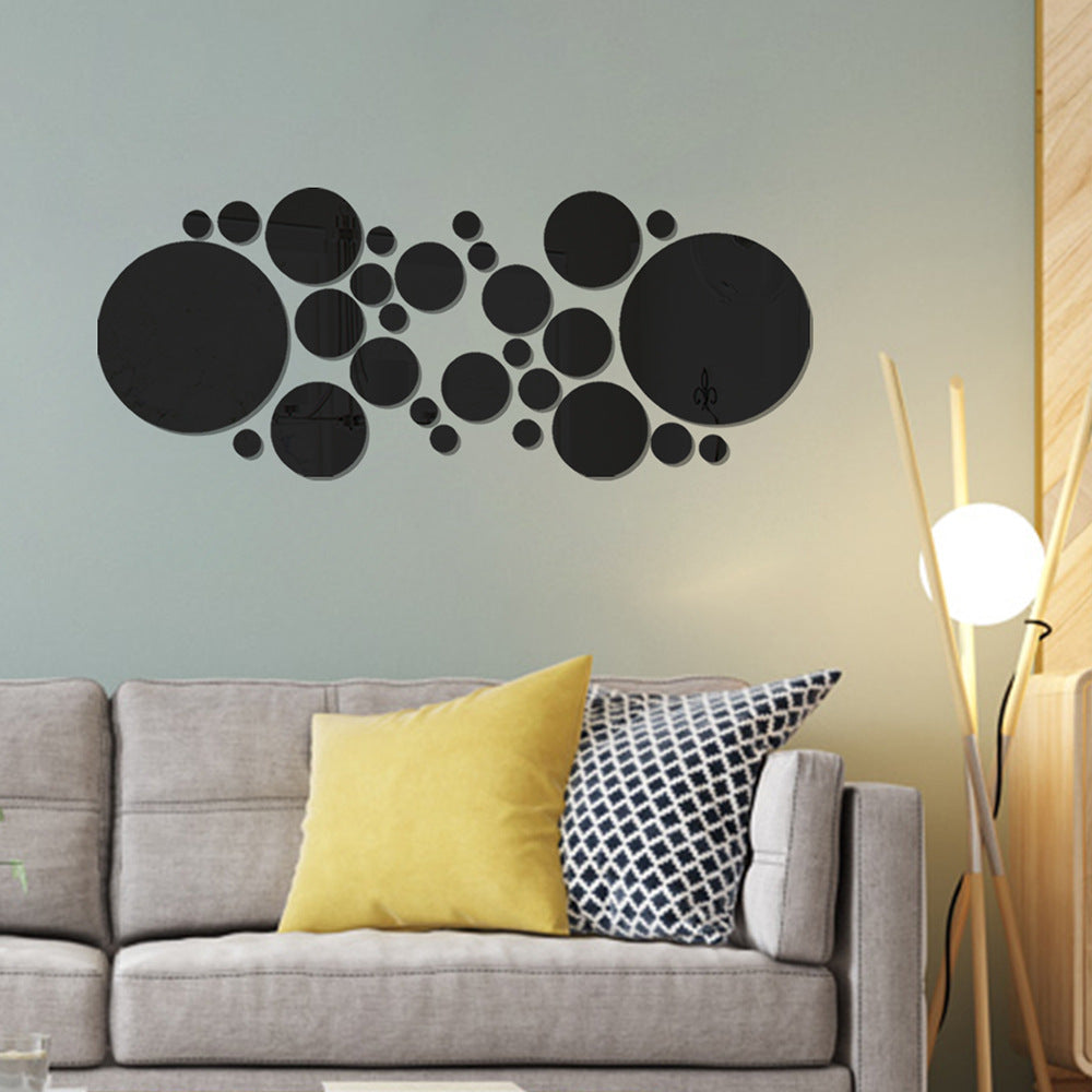 Modern Acrylic Circle Mirror Wall Stickers – Decorative 3D Effect Wall Art Set (26/32 Pieces)