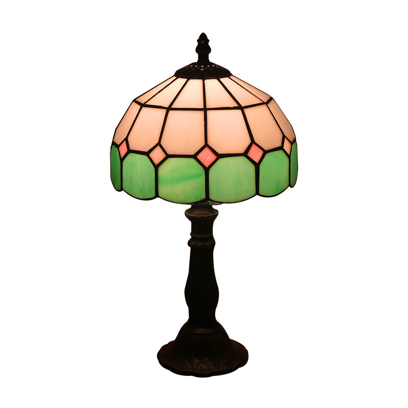 Retro Mediterranean Mosaic Table Lamp – Glass Shade Decorative Desk Light