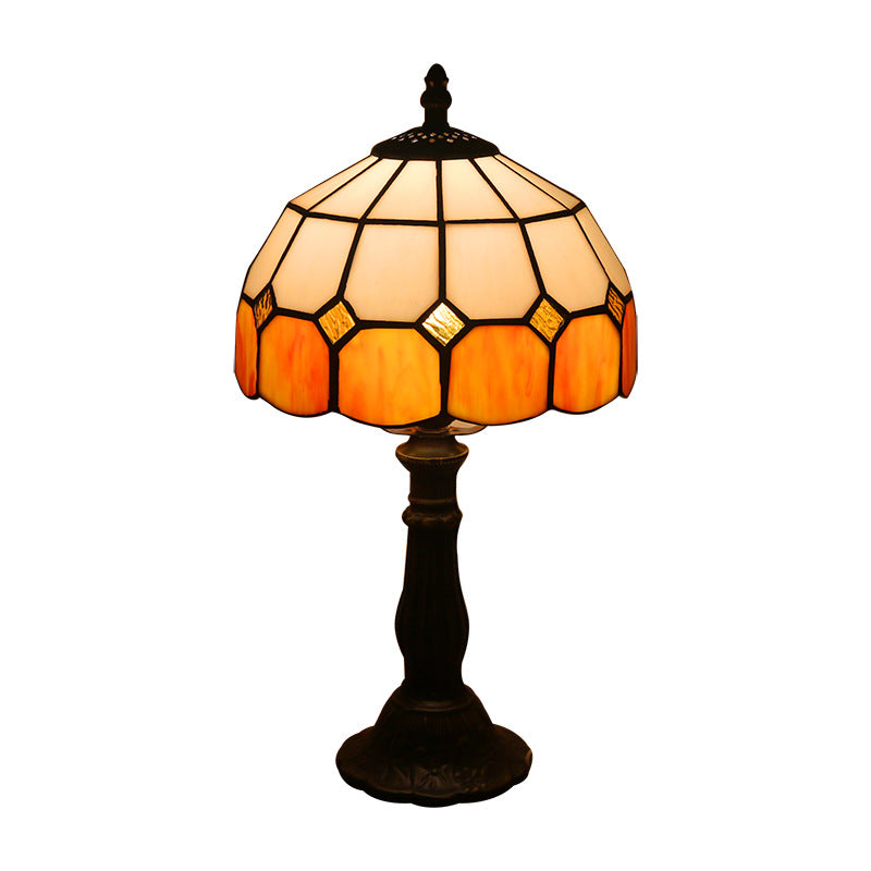 Retro Mediterranean Mosaic Table Lamp – Glass Shade Decorative Desk Light