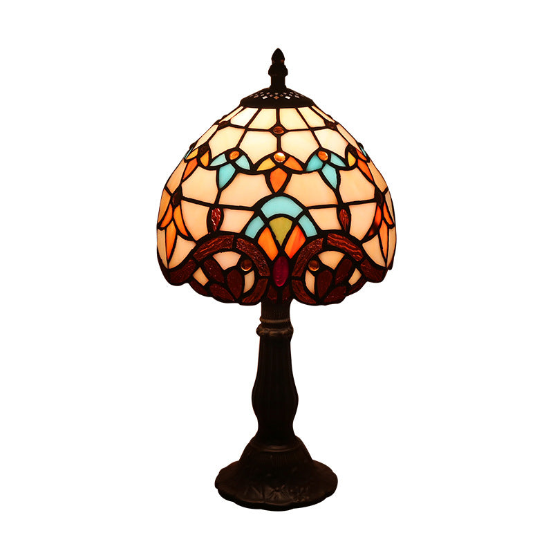 Retro Mediterranean Mosaic Table Lamp – Glass Shade Decorative Desk Light