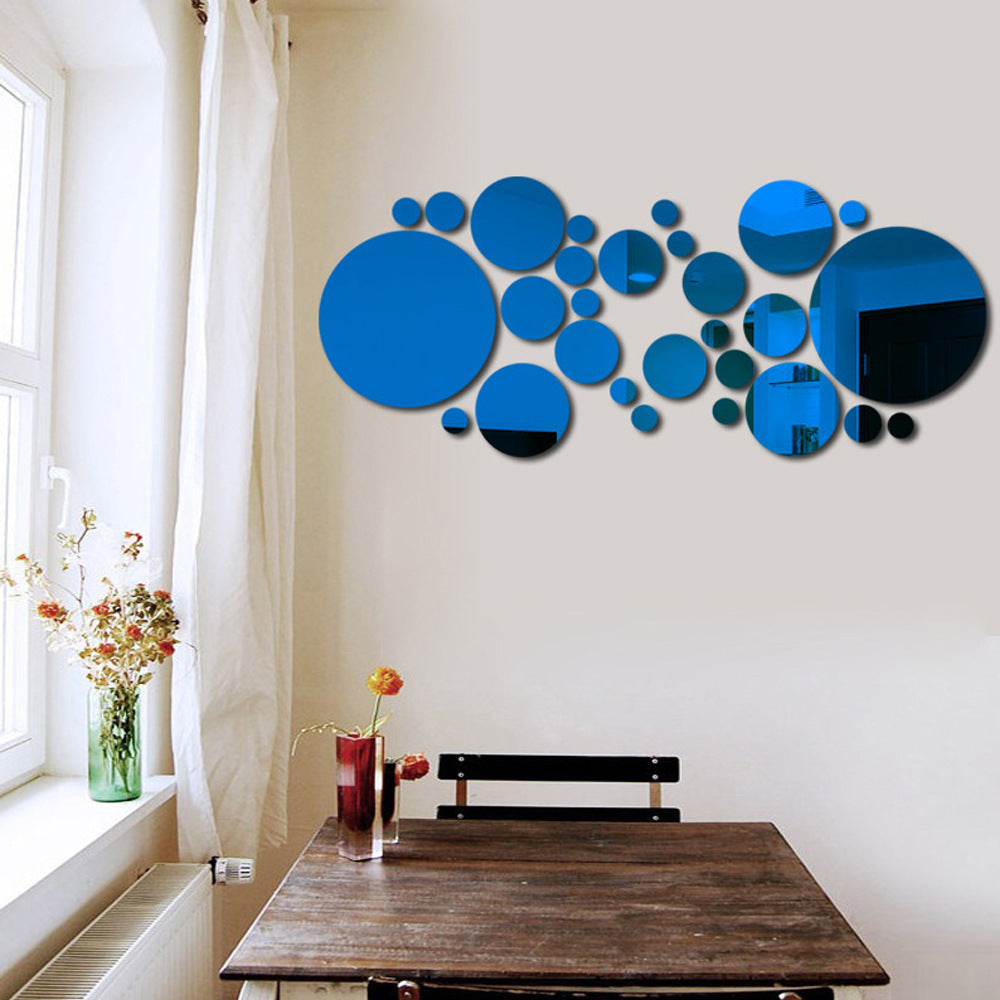 Modern Acrylic Circle Mirror Wall Stickers – Decorative 3D Effect Wall Art Set (26/32 Pieces)