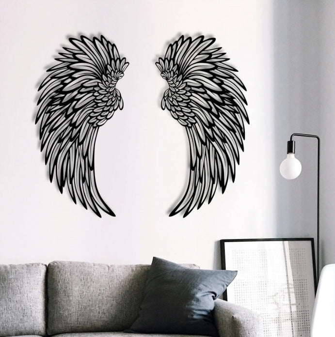 “Luxury Angel Wings Metal Wall Art with Soft LED Light – Elegant Home Wall Decor”