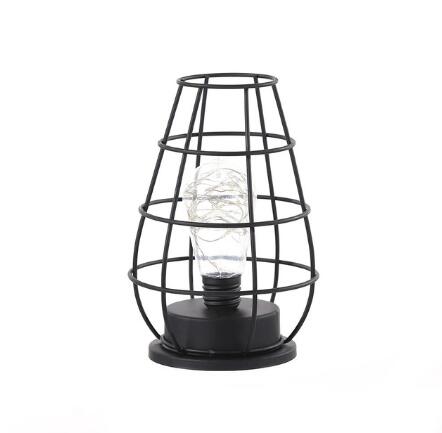 Minimalist Hollow Iron Wine Bottle LED Table Lamp – Warm White Decorative Light