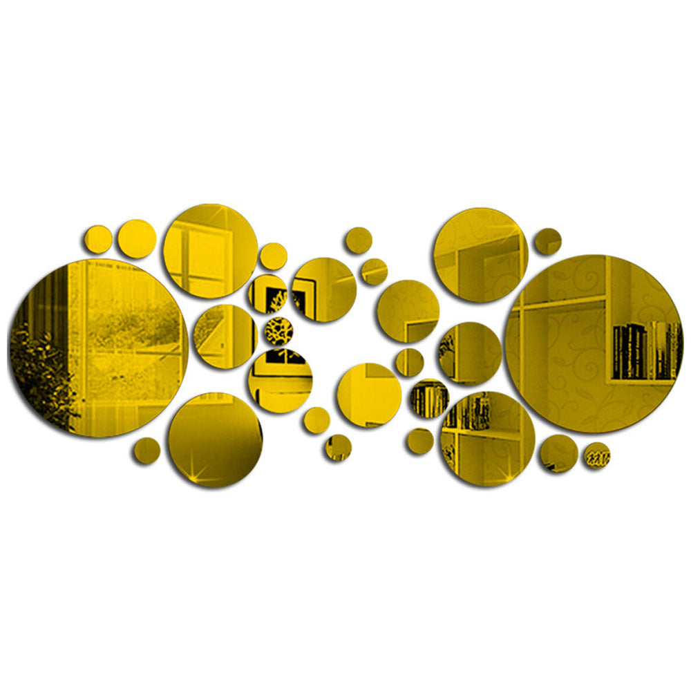 Modern Acrylic Circle Mirror Wall Stickers – Decorative 3D Effect Wall Art Set (26/32 Pieces)