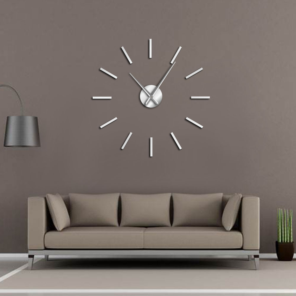 Modern DIY Mirror Wall Clock – Large Round Decorative Living Room Clock (47 Inch)