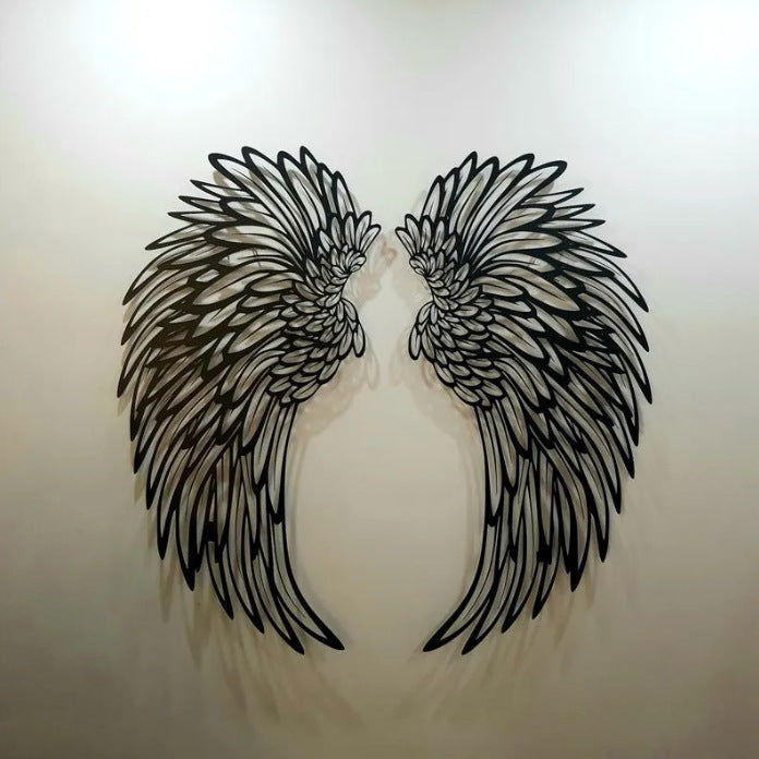 “Luxury Angel Wings Metal Wall Art with Soft LED Light – Elegant Home Wall Decor”