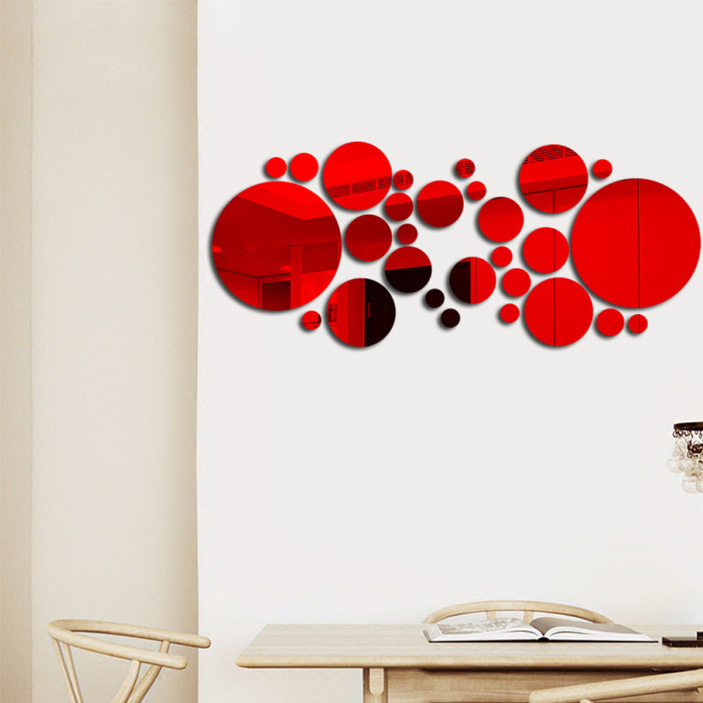 Modern Acrylic Circle Mirror Wall Stickers – Decorative 3D Effect Wall Art Set (26/32 Pieces)