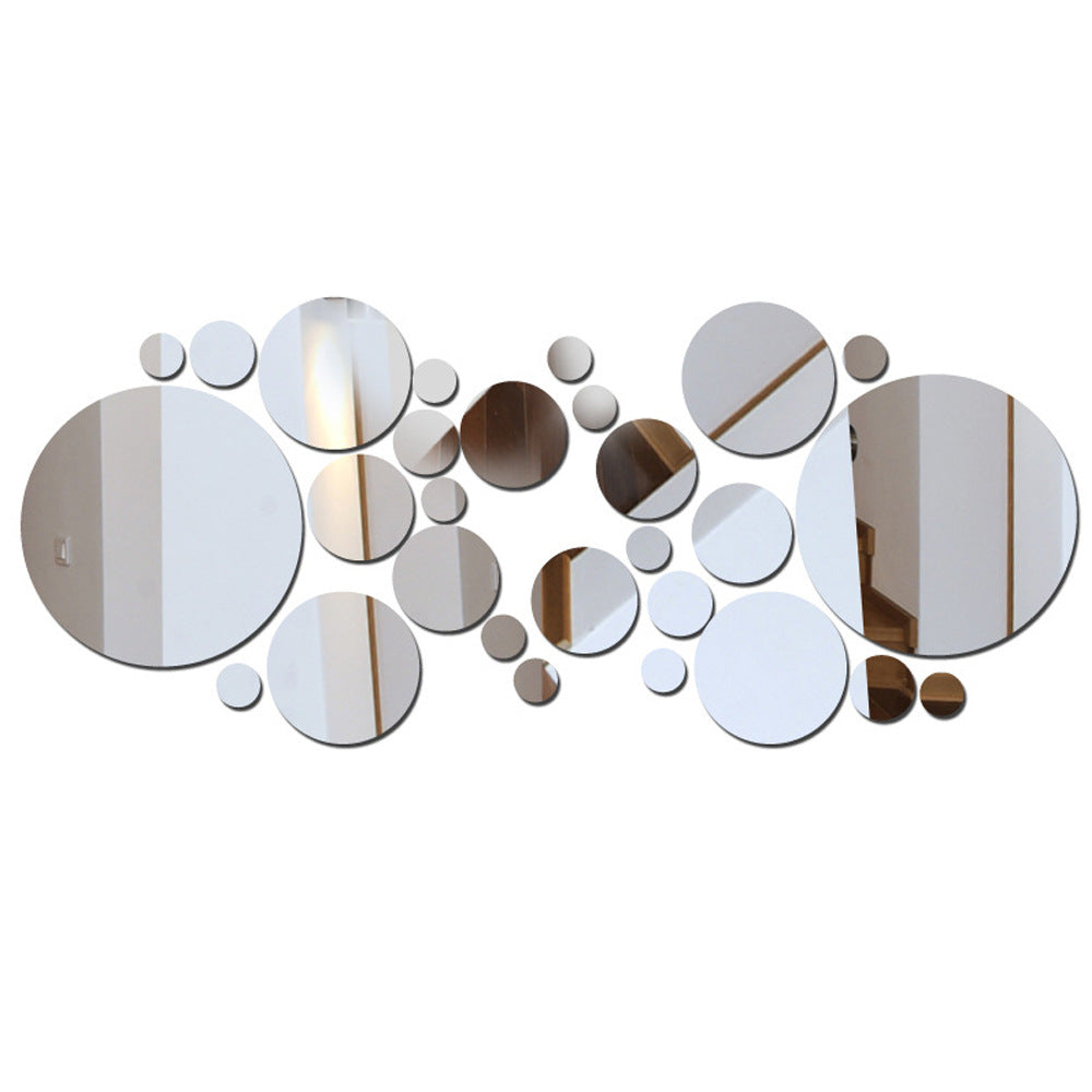 Modern Acrylic Circle Mirror Wall Stickers – Decorative 3D Effect Wall Art Set (26/32 Pieces)